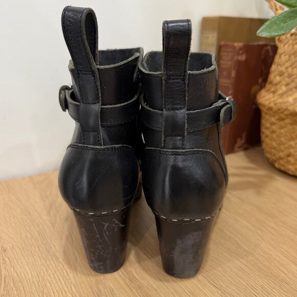 SWEDISH HASBEENS Clog Boots Size EU 40 US 10 Black Leather High Heel Jodhpur - Picture 6 of 10